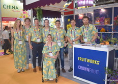 The lovely group of Fruitworks with matching shirts! This year they only had one design; but that didnt stop them from having fun with it. The South African exports shows pears, citrus and grapes, while their other company Crownfruit airships berries and cherries to Singapore.