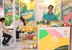 Michael Luu of Ant Farm pauses for a photo between meetings. They export fresh, frozen, and dried fruits and vegetables to several countries