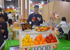 Mike Park was at the Kopa stand with South Korean paprikas which they export to Japan.