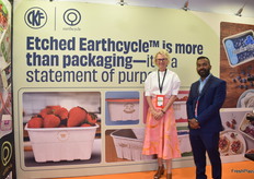 Shannon Boase and Anand Ramakrishnan of CKF show the company’s new Etched Earthcycle packaging.
